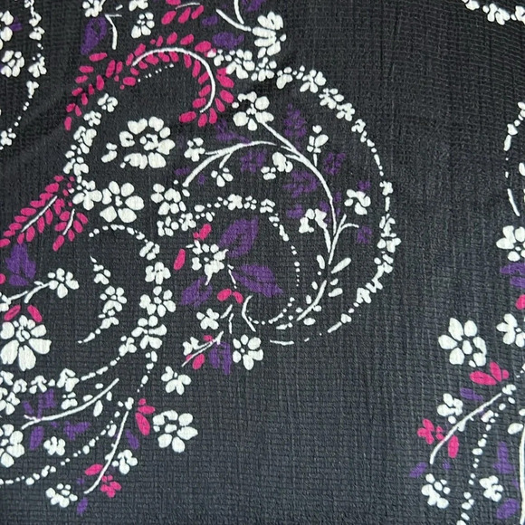 LOFT Paisley Smocked Flare Dress with Standing Collar Long Sleeves - Size 10P - Picture 5 of 13